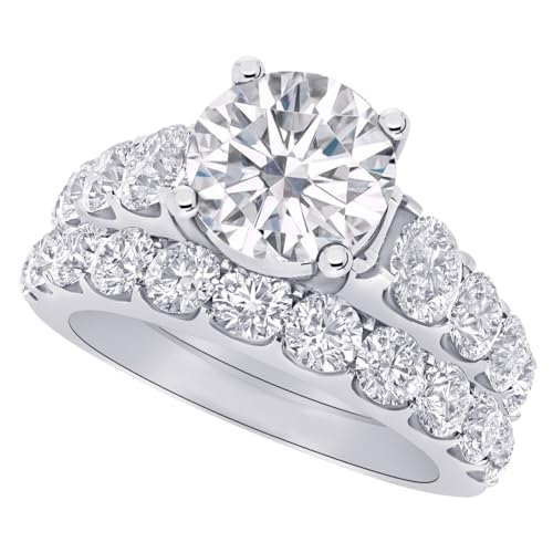 1-8 Carat (ctw) White Gold Round Cut LAB GROWN Diamond Wedding Bridal Set (Color H-I Clarity VS1-VS2)