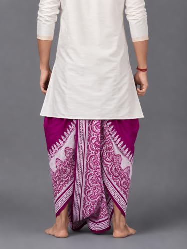 Image of Men's Ready to Wear Pant System Printed MAYUR PUCHHA Dhoti for Marriage, Pooja, Festival etc.(GC010)