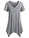 Miusey Womens Short Sleeve V Neck Flowy Tunic Top