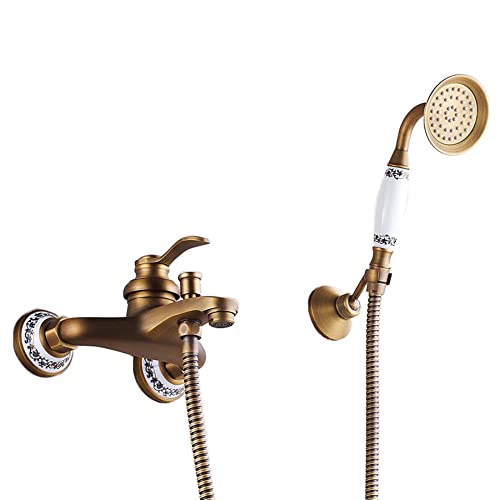 CPYGMXI RetShower Mixer Taps Wall Mounted Single Handle Bathtub Shower Mixer Set Bathroom Taps with Shower Hose for Bath Taps-An
