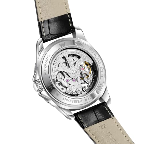 OPK Mens Automatic Skeleton Watch Blue Dial Black Dial Black - Image 4