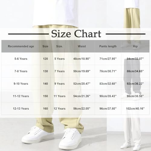 Boys Sweatpants Elastic Wasit Drawstring Cotton Trousers with Pockets Stretch Lounge School Pants for Boys 5-13Years3