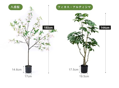 OSJ フェイクグリーン 観葉植物 八重桜 光触媒 人工観葉植物 大型 144cm [2]