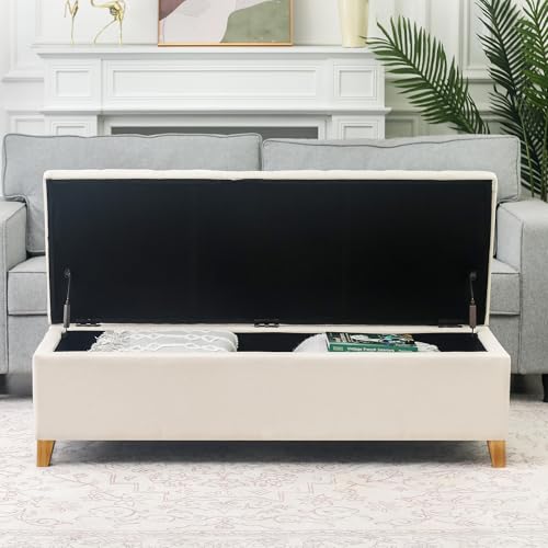 Image of Ottoman with Storage 51 Inch End of Bed Storage Ottoman Bench