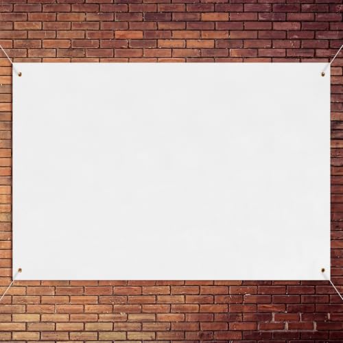 Image of Zonon Large Blank Banners And Signs Polyester Oxford Cloth Sublimation Banner To Decorate With Hanging Rope For Indoor Wall Outdoor Easy to Hang DIY Signs For Business Office(White,3 x 6 Feet)