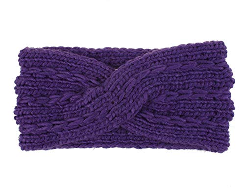 KAEHA SUN-072-04 1 Piezas Crochet Arco Turbante Knit Diadema Mujer Invierno Vendas Elasticas Banda de Pelo más cálido, Purpure