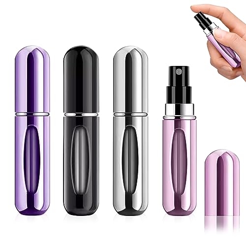 Peutpy 4 Pièces Vaporisateur Parfum Vide Voyage,Mini Flacon Parfum Vide Réutilisable,Voyage Mini bouteille de parfum pour sac à main Bagages de poche