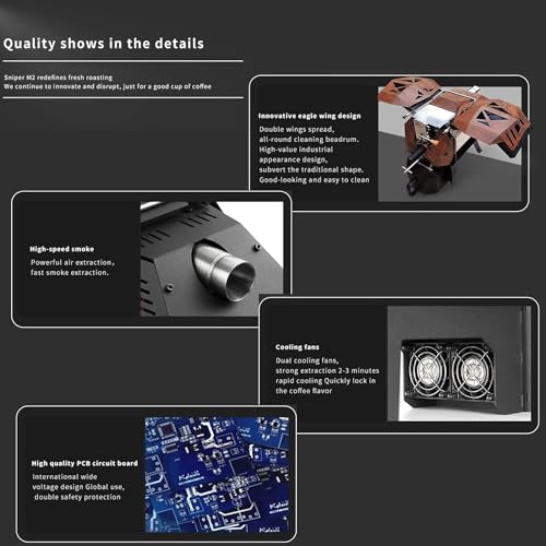 BDJSN Kommerzieller Kaffeebohnenröster, 400-g-Kaffeemaschine Mit Automatischer Heißluftzirkulation, Mit 7-Zoll-Touchscreen In Industriequalität, In 20 Stufen Einstellbare Kaffeemaschine – Bild 8