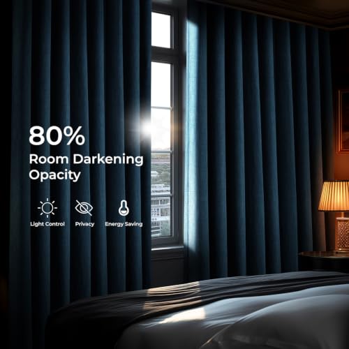 Image of HPD Half Price Drapes Grommet Linen Curtains 84 Inches Long Room Darkening Curtains for Bedroom & Living Room (1 Panel), 50W x 84L, Indigo