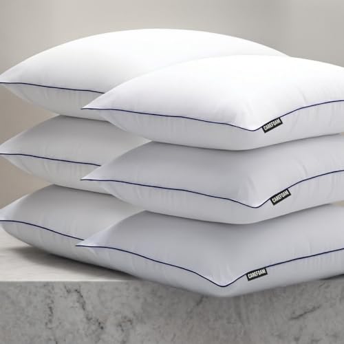 Image of CareFoam Cloud-Soft Microfiber Bed Pillows for Sleeping - 16x24 Inch Premium Standard Size Pillow Set with Breathable Organic Cotton Cover, Medium Firm Plush Support for Side, Back & Stomach Sleepers