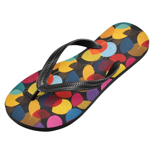 Flip Flop Sandals Vivid Color Leaf Print for Women Men Beach Outdoor XS2