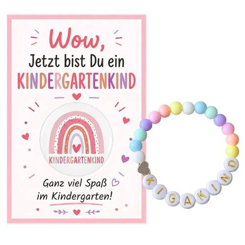 AHEJIOO Tolles Geschenkset Zum Kindergarten Start Sowie Schöne Kindergarten Geschenke Für Kindergartenkind Buntes Armband Karte Und Button Passen Zu Alle Meine Freunde Feiern