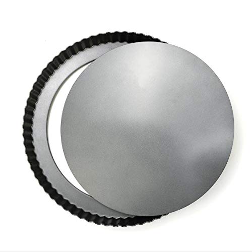 LUUFAN Antihaft-Quicheform Torteform mit losem Boden, runder geriffelter Flan Zinn (22cm) Cover