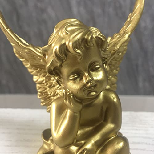 Set de 2 Figuras de Ángel pequeño dorado en resina miniatura 2