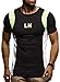 Leif Nelson Sport Maglietta Uomo Camicia Fitness Maschile da allenare Girocollo LN-8001 Verde Nero Small