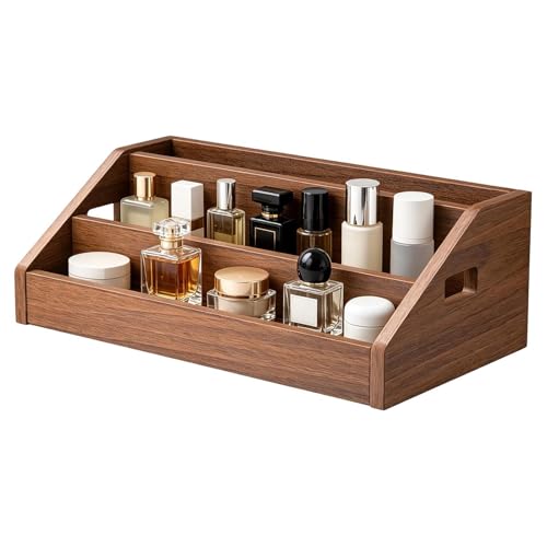 Soporte de almacenamiento de DVD, estuche portátil de madera de tres niveles para ahorrar espacio con asa, soporte para DVD, para el hogar, oficina, sala de estar, escritorio, dormitorio, universidad