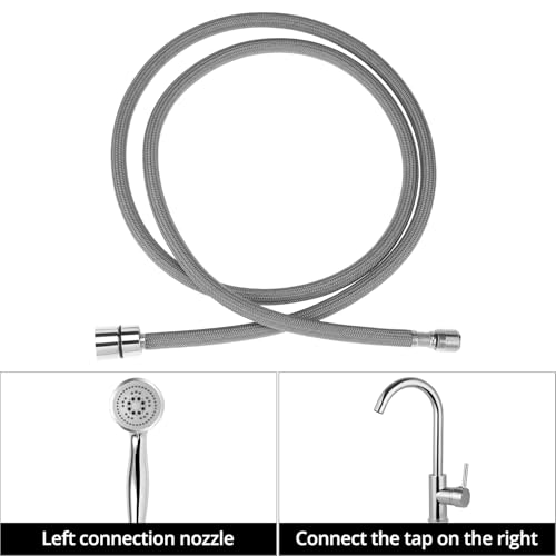 QWORK® Wasserhahn Schlauch 150cm, Nylon Brauseschlauch M15/1 x 1/2 Zoll, Schlauch für Pull-Down Wasserhahn, für Küchen- & Badarmaturen