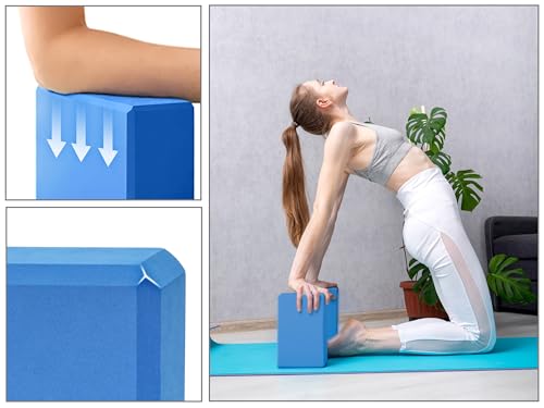 Image of Exerz EXYB-002 Yoga Blocks 2PK High Density - Comfortable Fitness Foam Bricks, Anti-Slip, Lightweight and Travel Friendly