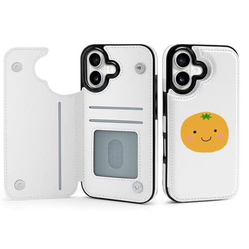 iPhone17用ケース 手帳型 顔のついたみかん アイフォン 17ケース 手帳型 背面 財布型 スマホケース 軽量 耐衝撃 ICカード収納 スタンド機能 おしゃれ シンプル