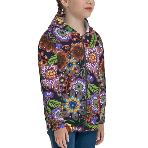 Vintage Floral Kid Hoodies Boys Zip Up Sweatshirts Girls Pullover with Pocket4