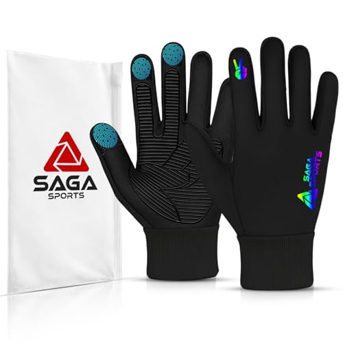 SAGA SPORTS Guantes Térmicos para Niños | Guantes de Invierno Resistentes al Agua con Pantalla Táctil y Agarre Antideslizante | Ciclismo y Exterior | Edad 4–12