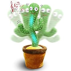 Macetas Para Cactus Originales Vicyol S&D Cactus Bailarín con Movimiento Electrónico, Luces y 120 Canciones. Adorno para el Hogar. Batería Interna.
