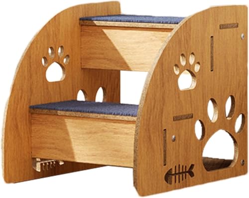 Sivro 無垢材スロープクライミングはしご滑り止めはしご ベッド用ドッグステップ、犬用ベッド用階段, 屋内ペット用階段ドッグステップ, 滑り止め犬用ベッドステップ、猫用階段木製、大型/中型/小型犬&猫用ハイベッドペットステップ (2階)