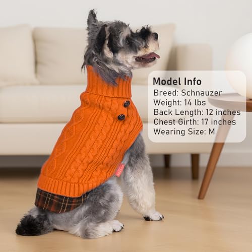 Image of KYEESE Dog Sweater for Small Medium Dogs Turtleneck Thick Knit Pullover | Stretchy Fit, Lightweight & Warm, Cozy Knit Comfort, Classic Plaid Design, Gentle on Sensitive Skin, Winter Daily Wear