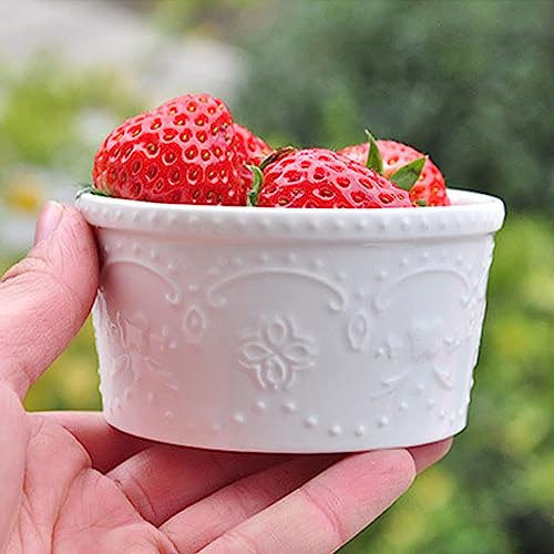 Miska na zupę, miska do ryżu, miska reakfast, zestaw białych ramekinów, 120 ml, ramekiny creme brulee, naczynie sufletowe do pieczenia w piekarniku, suflet kokilki, kokilki do frytownicy-biały-zestaw