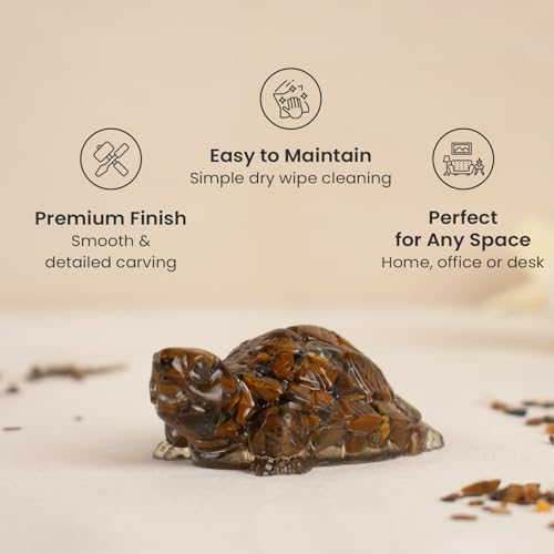 Image of Astrotalk Tiger Eye Tortoise (Kachhua) 2.7x1 Inch | Turtle for Confidence, Protection & Stability | Tortoise for Good Luck for Home | Vastu Items for Housewarming Gift | Home Decor for Living Room