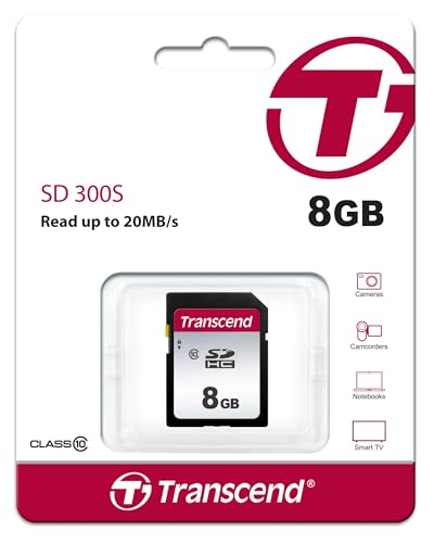Image of Transcend SDC300S 8GB SDHC SD Card, Compatible with Legacy DSLRs, Trail Cameras, Digital Camcorders & Audio Recorders, Up to 20MB /s, Full HD Video Support, Class 10 Stable Performance Memory Card