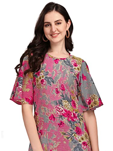 Image of EthnicJunction Women's Crepe Floral Printed Ready to Wear Straight Kurti