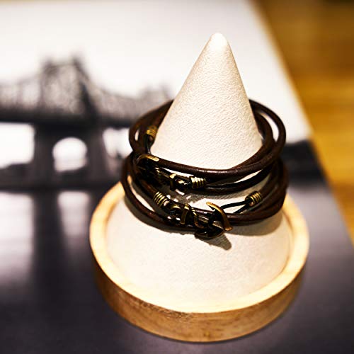 JBANS Handmade Genuine Leather Wrap Bracelet for Mens - Metal Anchor Hook Mens Leather Bracelets, Men's Jewelry, M Size - FITS 6.5"- 7.3" Wrist Size4