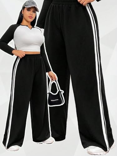 Image of dockstreet Straight Wide fit Long Length Trouser Style Drawstring Trackpant for Women /Trending Sporty Style, Relaxed Casual Pants for Women