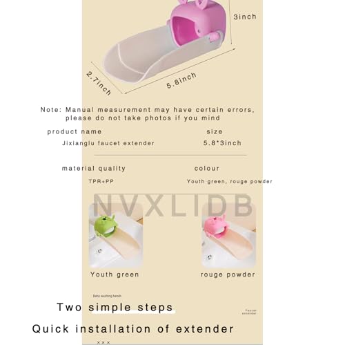 Image of Upgraded Version of the Little Deer Toddler Faucet Extender, Suitable for Bathroom, Kitchen, Bathtub Sink, Suitable for Most faucets (2-Pack Pink + Green)