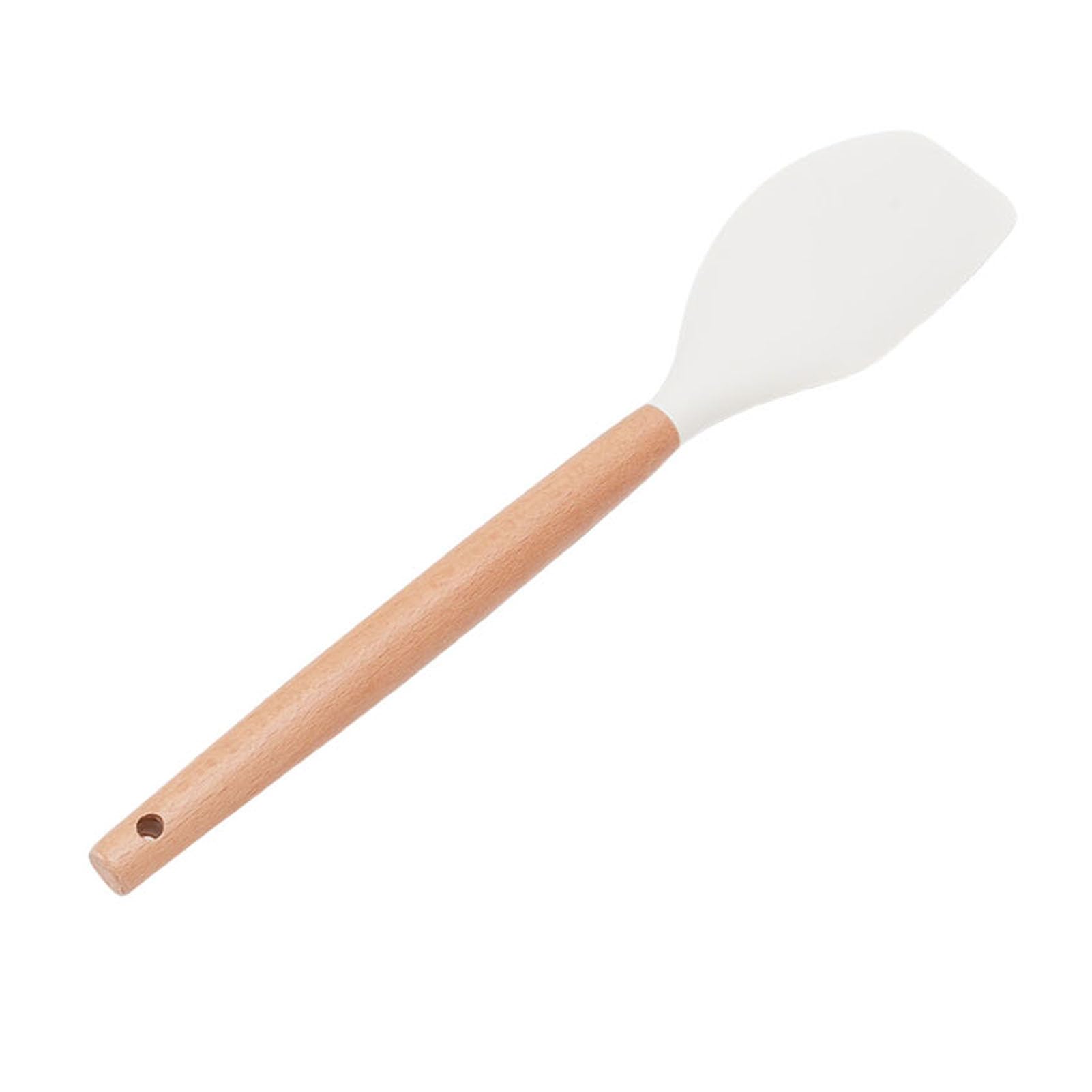 Ensemble d'Ustensiles de Cuisine en Silicone, 12 Pièces, Ustensiles de Cuisine Antiadhésifs Résistants à la Chaleur avec Manche en Bois, Ensemble de Spatules en Silicone Souple pour