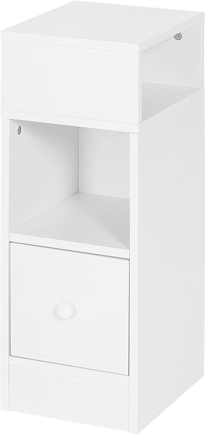 EUGAD 0179ZZ Narrow Bedside Table with 2 Open Shelves 1 Drawer, Slim