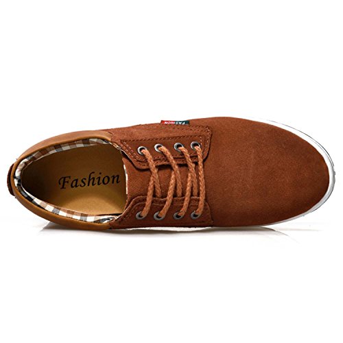 Image of CERYTHRINA Men's Taller Height Increasing Elevator Shoes 2.36'' Lace-up Flannelette Cowhide Leather Dress Shoes