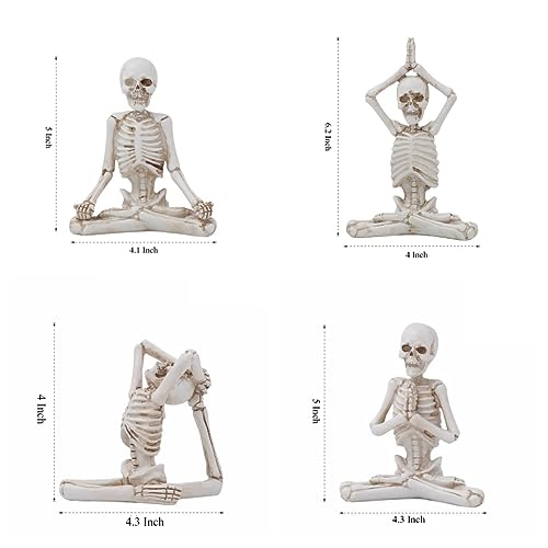 Set de 4 Figuras de Calaveras de Yoga Decoración Halloween miniatura 2