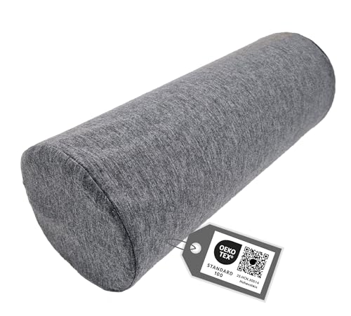Tiga-Med Orthopädische Nackenrolle, Schaumstoff, Schwarz oder Anthrazit, 40x15cm, Abnehmbarer & waschbarer Bezug, für Nacken/Knie/Rücken, OEKOTEX Zertifiziert (1, Anthrazit)