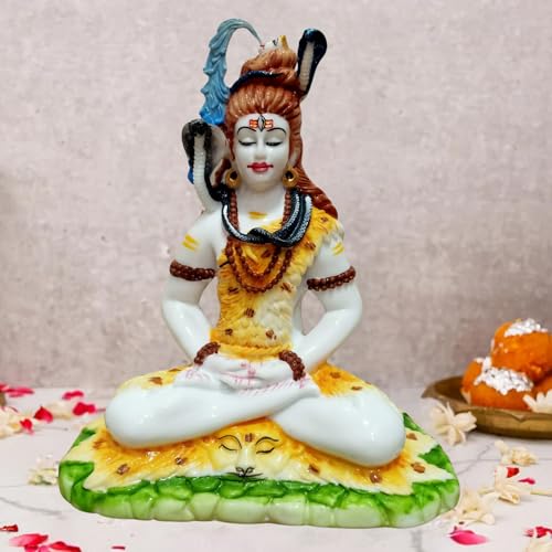 Image of Handicrated Marble Shiv ji Statue Shankar Bhagwan Murti for Home /Temple (8X4X9-Inch)