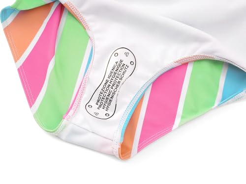 Image of Dvenki Big Girls Asymmetric Cutout Swimsuit Adjustable Straps Sizes 6X-16 | color block, leopard, tropical prints, front lined swimwear, removable pads, suitable for beach, vacation, pool play