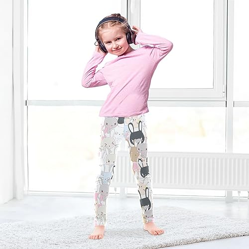 Funny Rabbit Girls' Leggings Toddler Doodles Bunny Sweet Pink Kids Yoga Pants Dance Active Tights 7-8T4