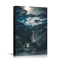 Canvas Wall Art Rocky Views Cool Dramatic Mountain Nature Photography Romantics - 12x18 inches