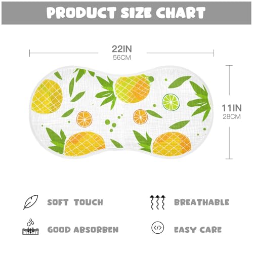 Muslin Burp Cloth for Baby 2PCS Vivid Pineapples Super Absorbent Burping Cloths, Bibs for Newborn Boys Girls4