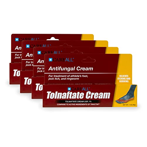 CareAll Tolnaftate Cream USP 1%, 1.0 oz. Tube (4 Pack), Effective Antifungal Treatment and Itch Relief for Athlete’s Foot, Jock Itch, Ringworm, Compare to Leading Brand