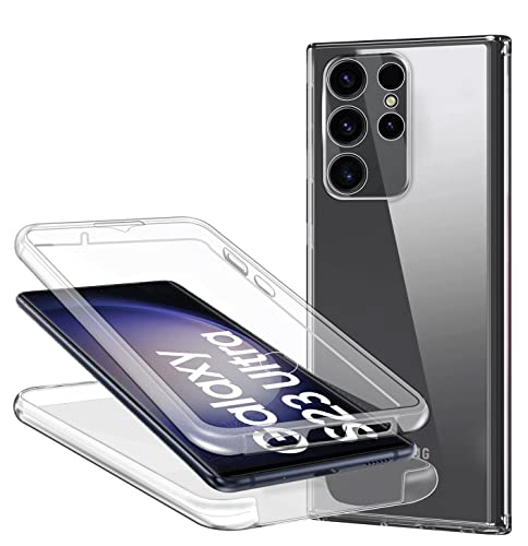 ZYIMOU Handyhülle für Samsung Galaxy S23 Ultra 5G Hülle 360 Grad, Transparent Full Schutz Kratzfest Dünn Durchsichtige C...