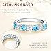 DAYBYDAY Blue Topaz Ring 925 Sterling Silver December Birthstone Ring 7 Stone Wedding Band Blue Eternity Band Rings for Women Size 7