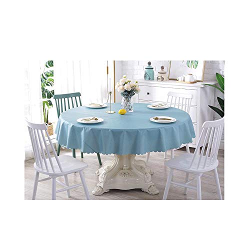 Nappe ronde table à manger bleue housse polyester pour banquet - 2