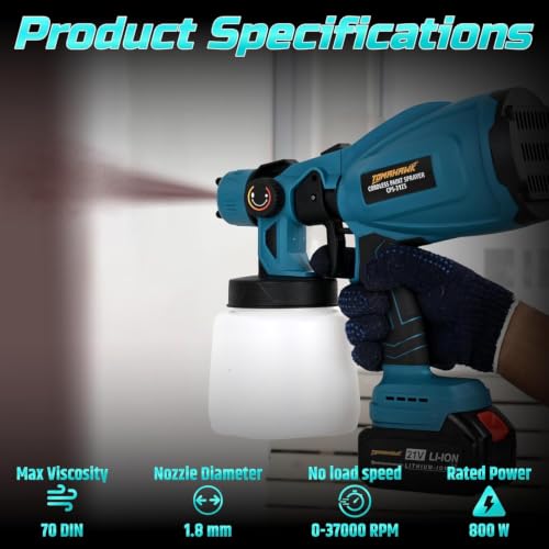 Image of TOMAHAWK CPS-20C Power Paint Sprayer 3800 RPM Noload Speed, 200cm-500cm Spraying Diameter with 20V-2 X 3.0 Ah Battery | Suitable for Wall, Door Paintings